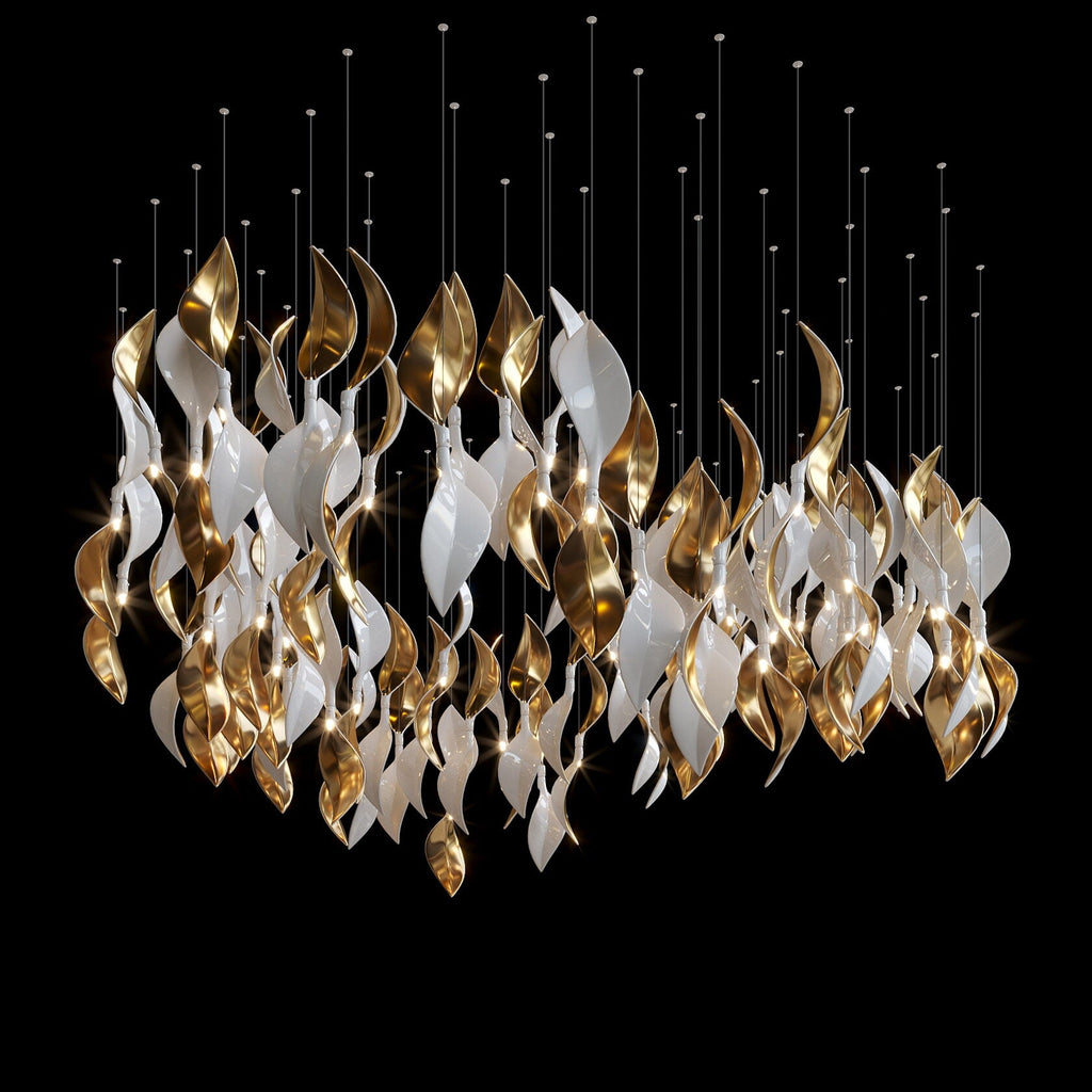 White Twist Leaf Garland Chandelier