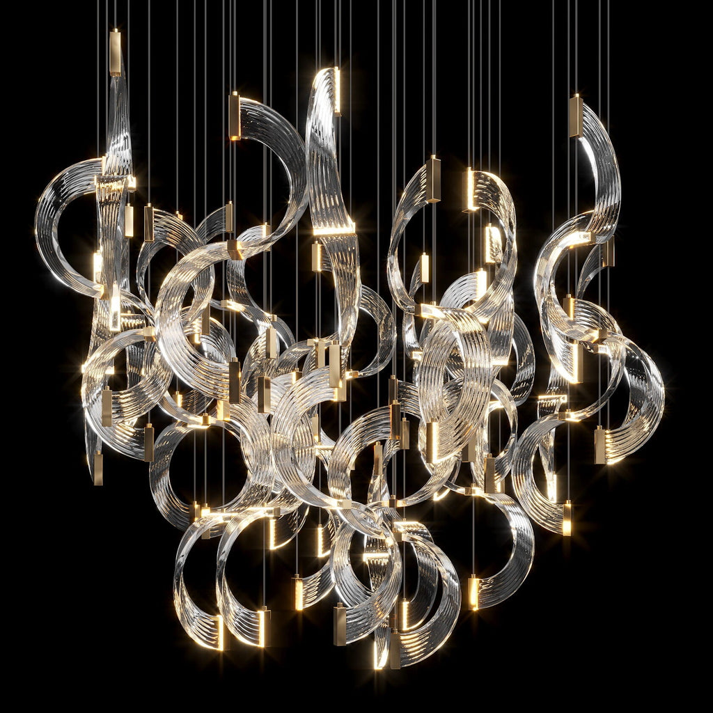 Crystal Crescent Cascade Chandelier