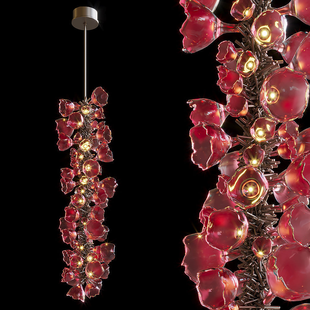 Crimson Tulip Fringe Chandelier