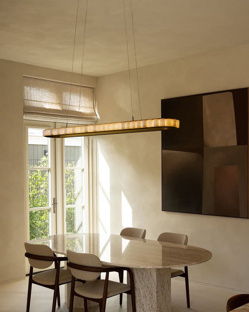 Ring Alabaster Oval Chandelier for Kitchen Island by Bling Lighting Studio