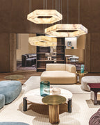 LED Hexagon Alabaster Pendant Lamp material and finish detail