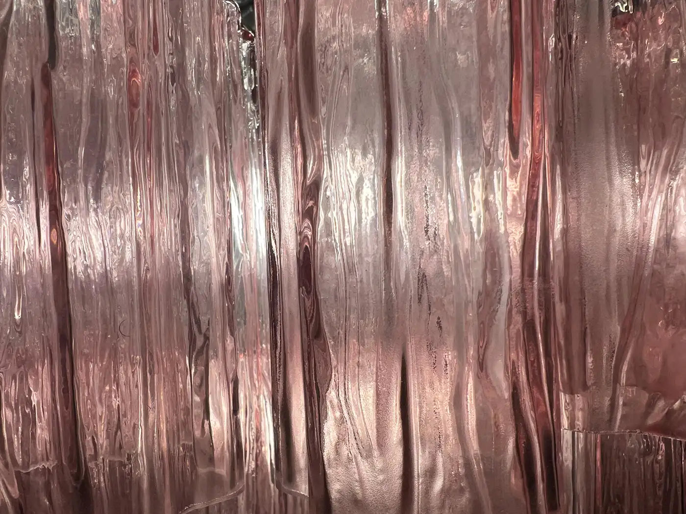 Pair Magnificent Murano Glass Chandeliers, 101 Pink Tube Glasses
