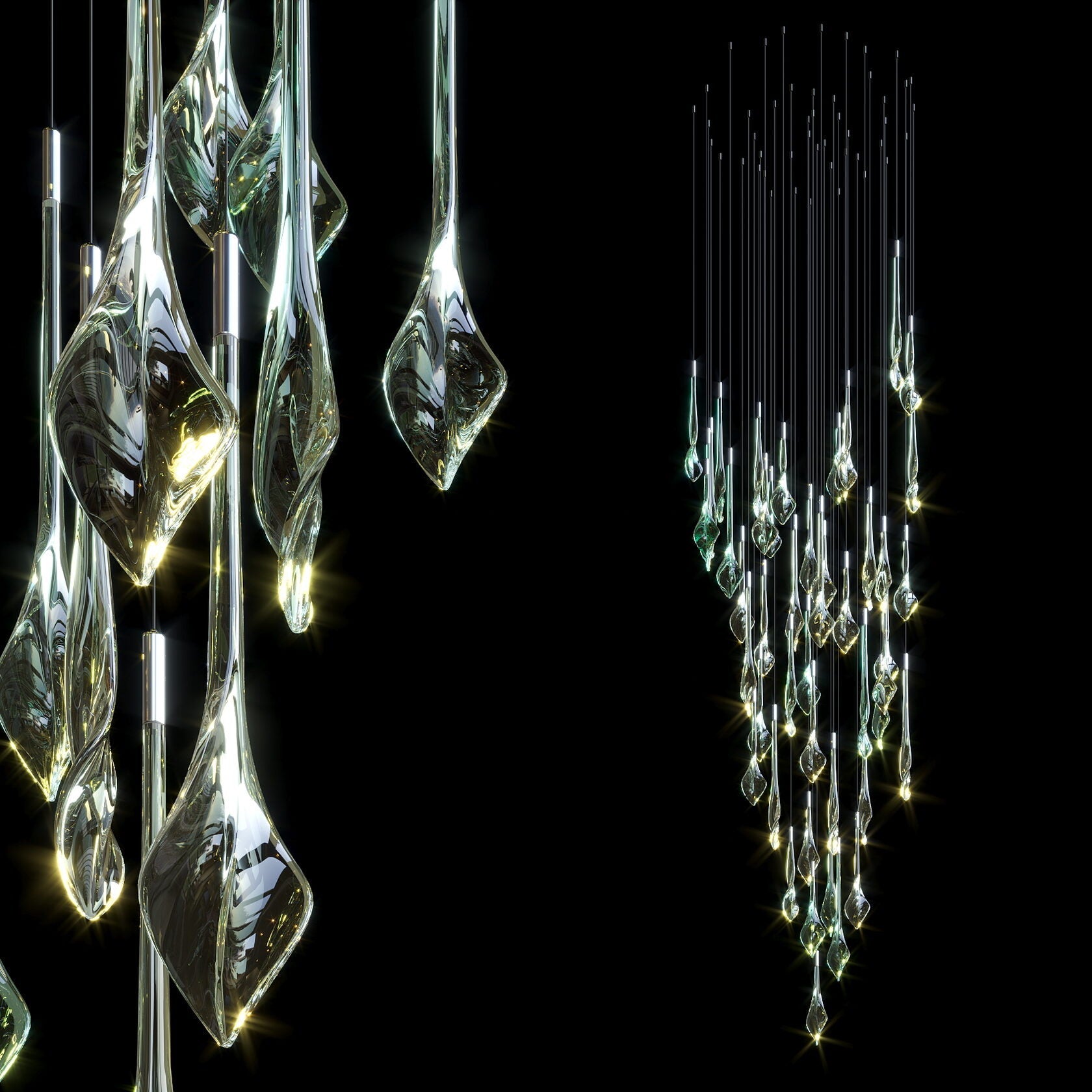 Crystal Drop Rain Chandelier