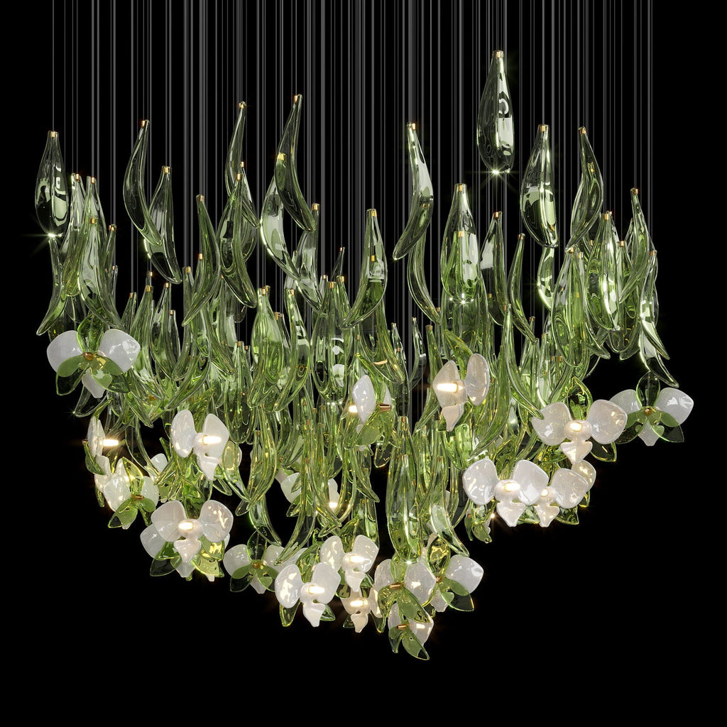 Green Orchid Cascade Chandelier