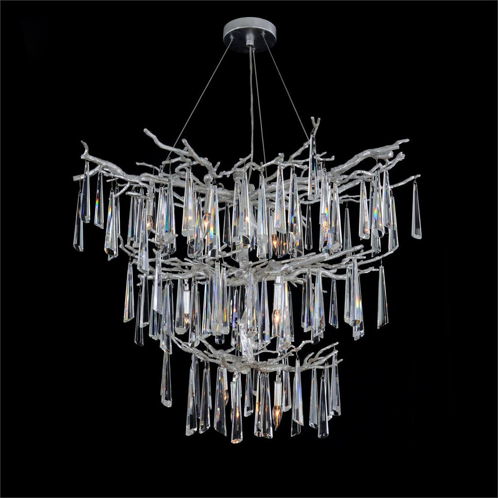 Lucent Twelve-Light Branch Crystal Drop Chandelier by Bling Lighting Studio