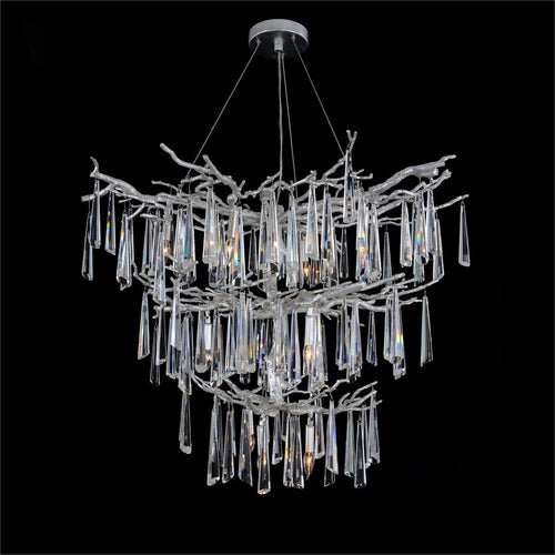 Lucent Twelve-Light Branch Crystal Drop Chandelier by Bling Lighting Studio