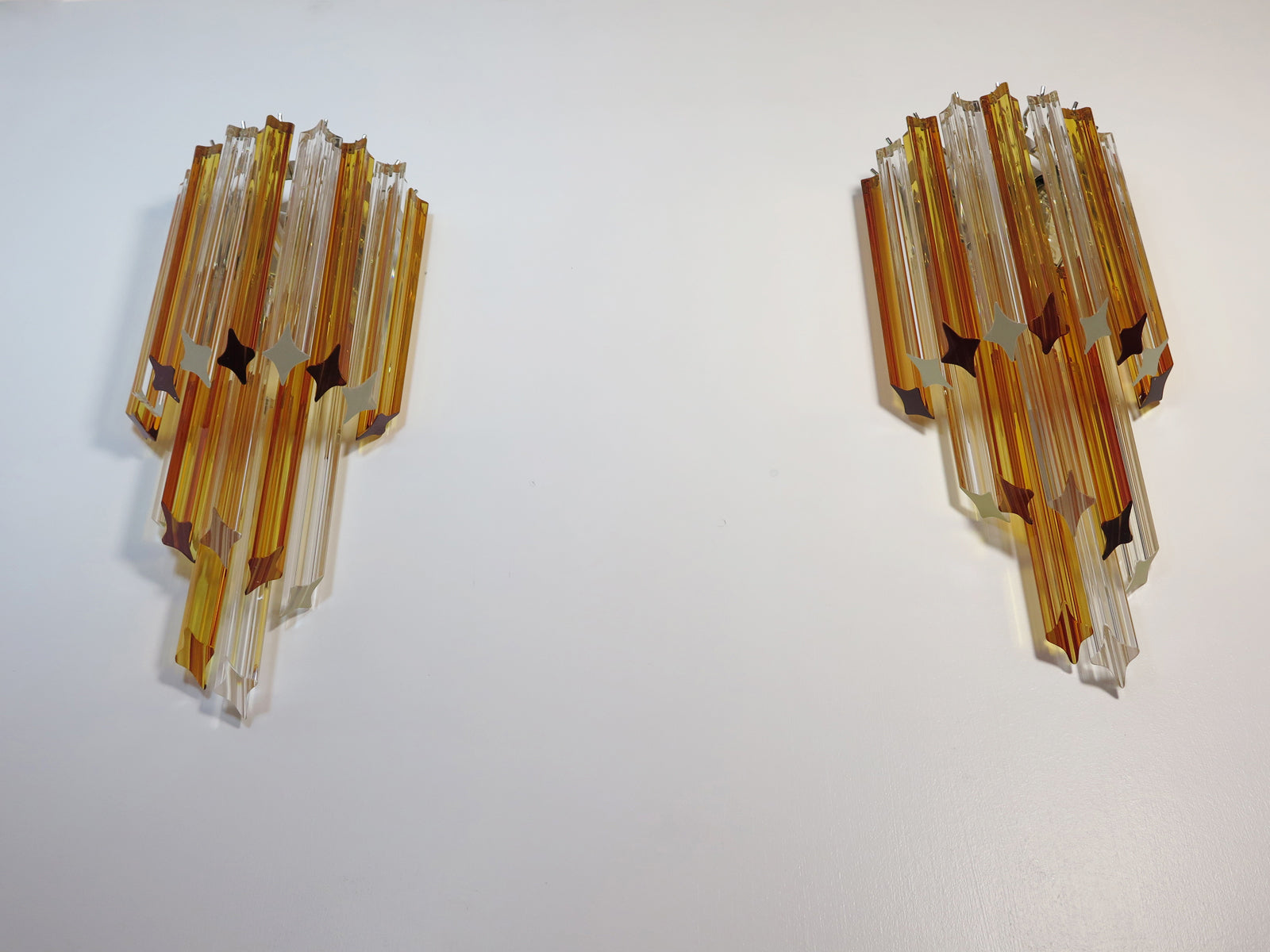 Murano Wall Lamp | 32 Clear Yellow Prism Glass | Set of 2