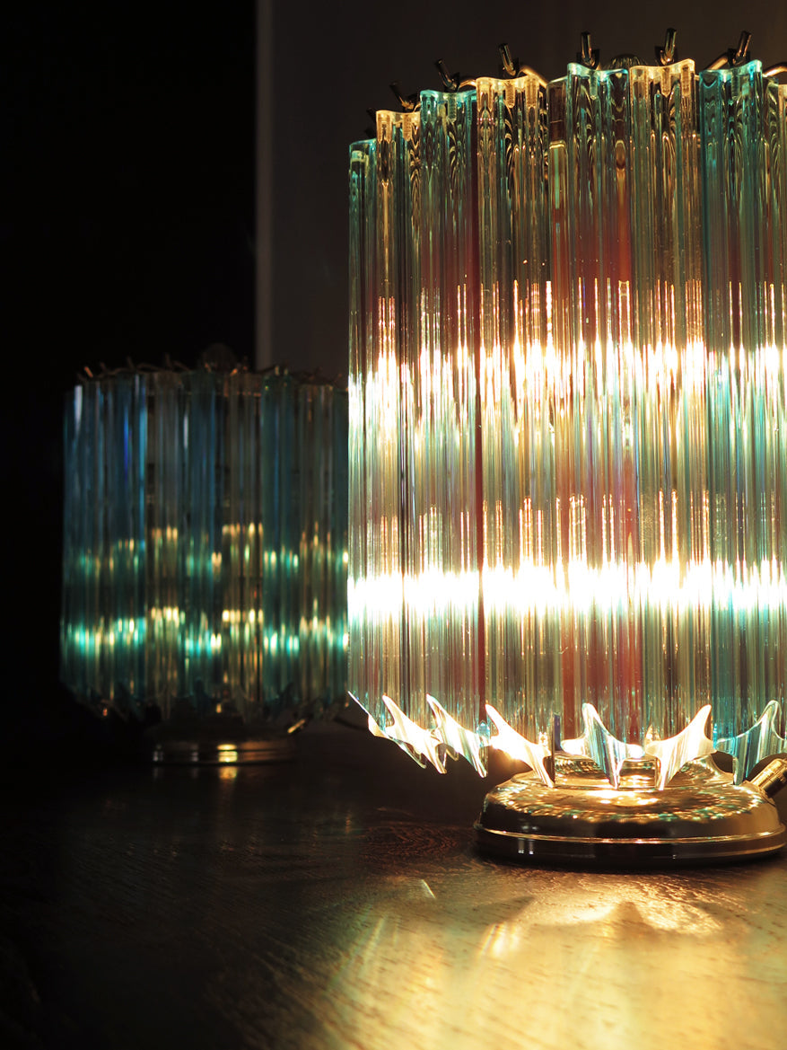 Murano Table Lamp | 24 Clear and Blue Prism Glass | Set of 2