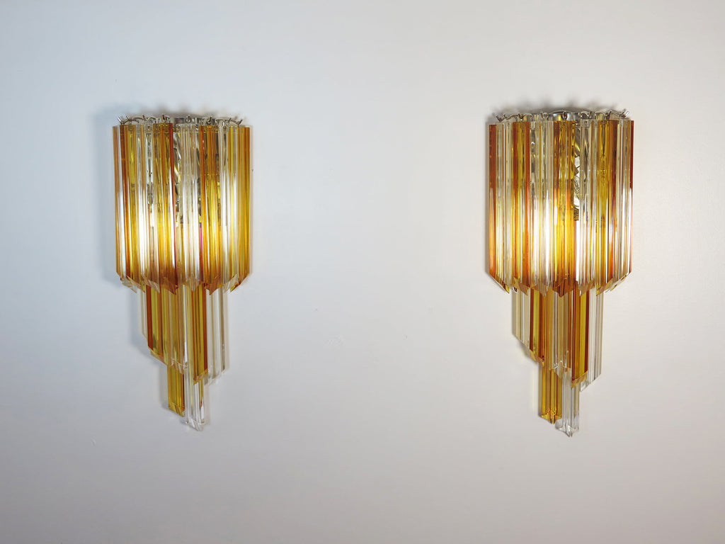 Murano Wall Lamp | 32 Clear Yellow Prism Glass | Set of 2