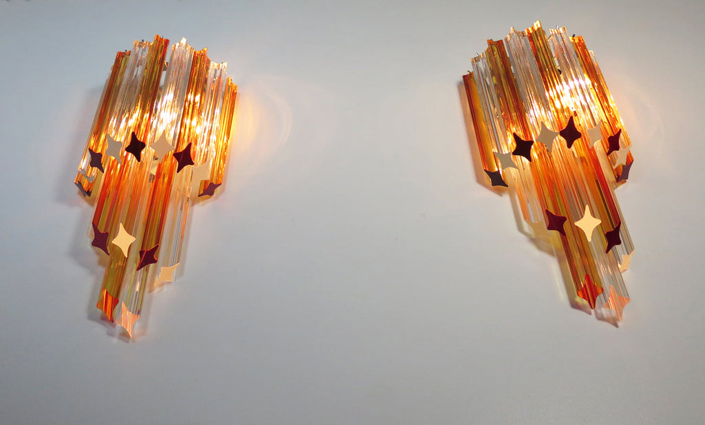 Murano Wall Lamp | 32 Clear Yellow Prism Glass | Set of 2