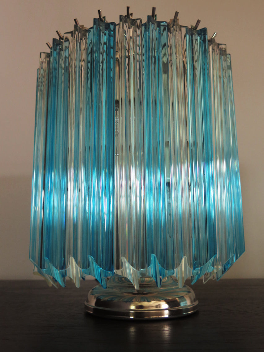 Murano Table Lamp | 24 Clear and Blue Prism Glass | Set of 2