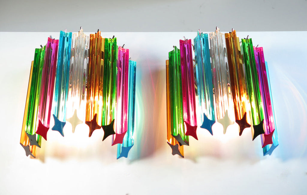 Murano Wall Lamp | 9 Multicolour Prism Glass | Set of 2