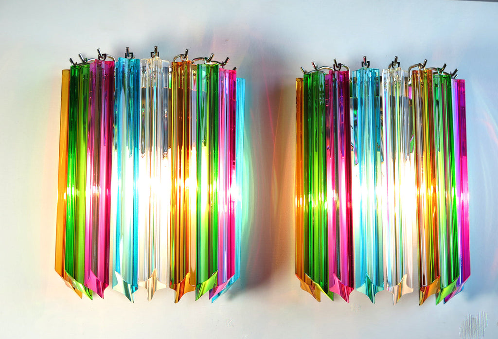 Murano Wall Lamp | 9 Multicolour Prism Glass | Set of 2