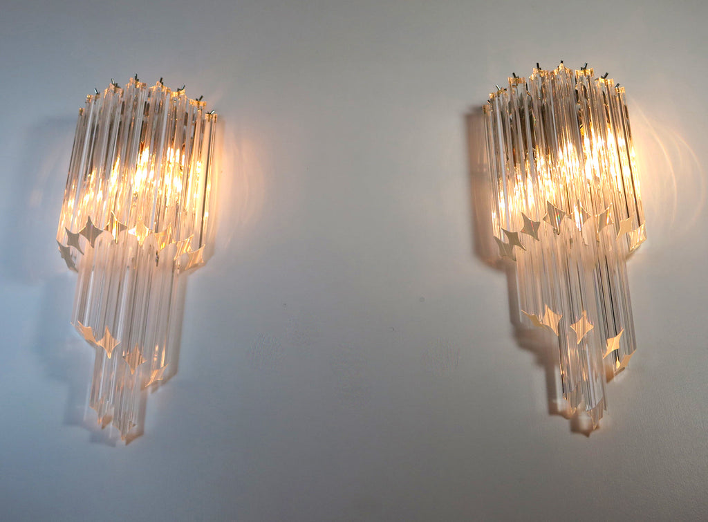 Murano Wall Lamp | 32 Clear Prism Glass | Set of 2