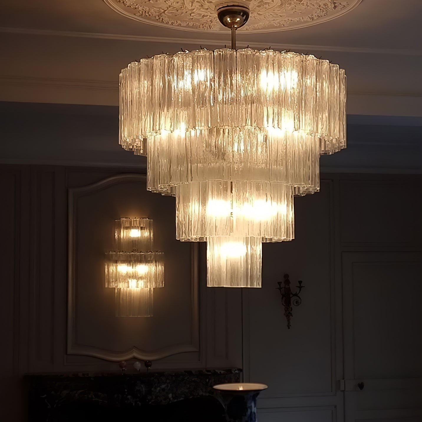 Aveline Glass Chandelier Glass lighting by Bling Lighting Studio
