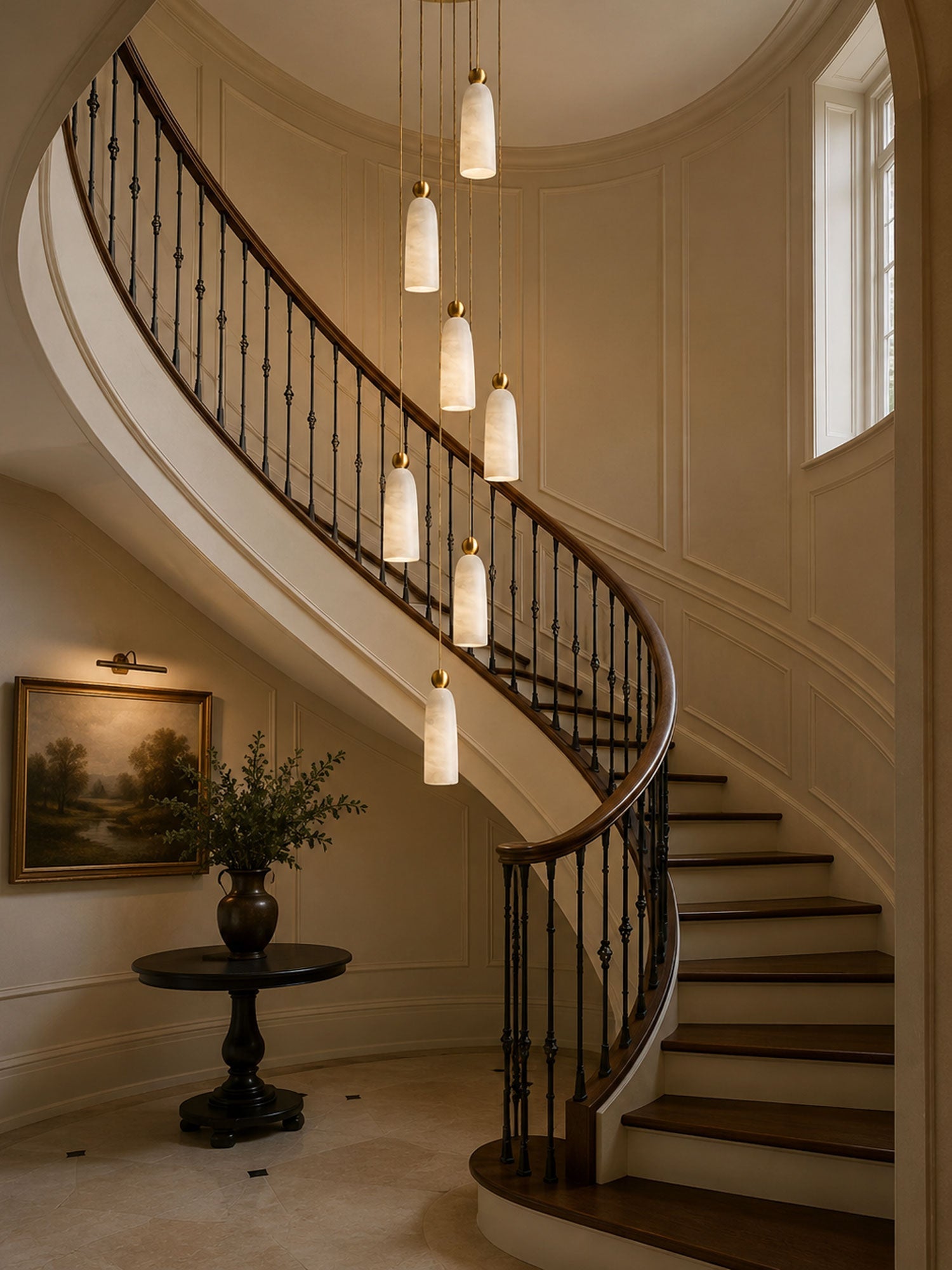 Alabaster Bell Cluster Pendant Lamp