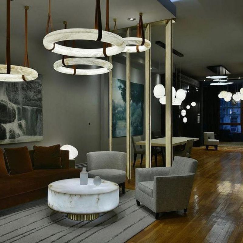 Glacera Alabaster Lorry Oslo Art Chandelier 8 Size by Bling Lighting Studio