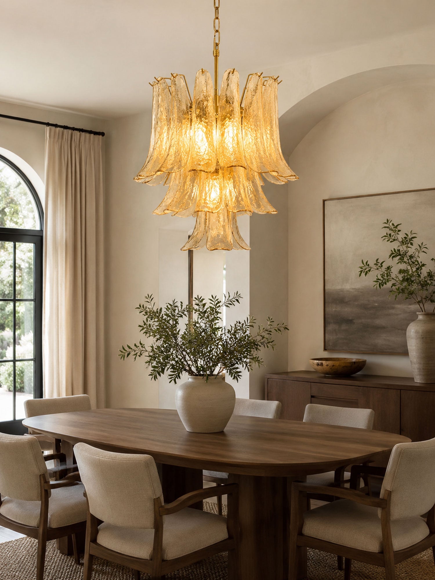 Amber Cascade Glass Chandelier Glass lighting by Bling Lighting Studio