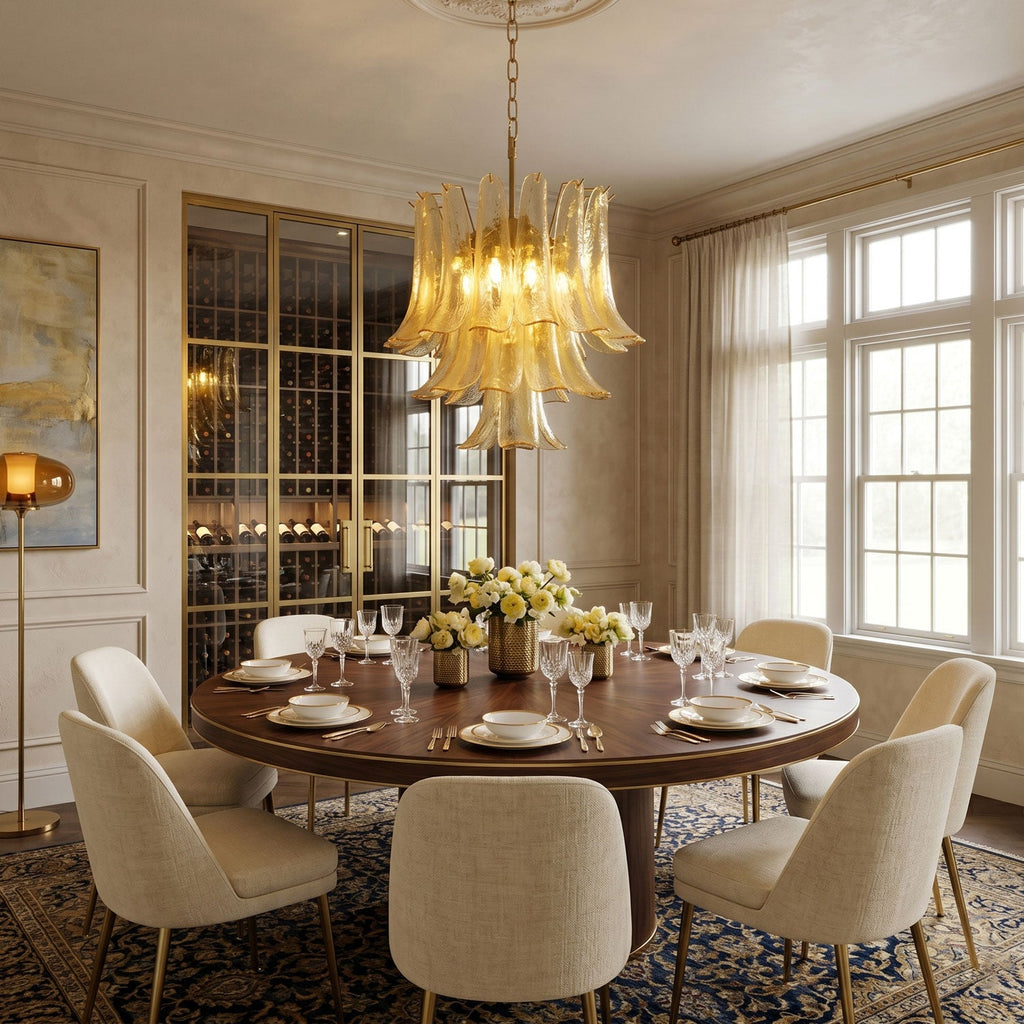Amber Cascade Glass Chandelier Glass lighting by Bling Lighting Studio