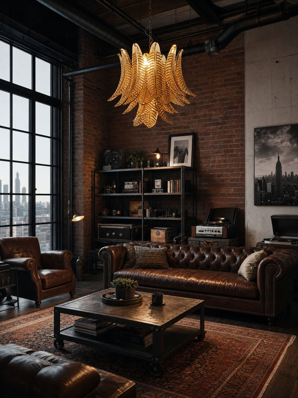 Amber Glass Leaf Chandelier Glass lighting by Bling Lighting Studio