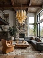 Amber Glass Petals Chandelier Glass lighting by Bling Lighting Studio