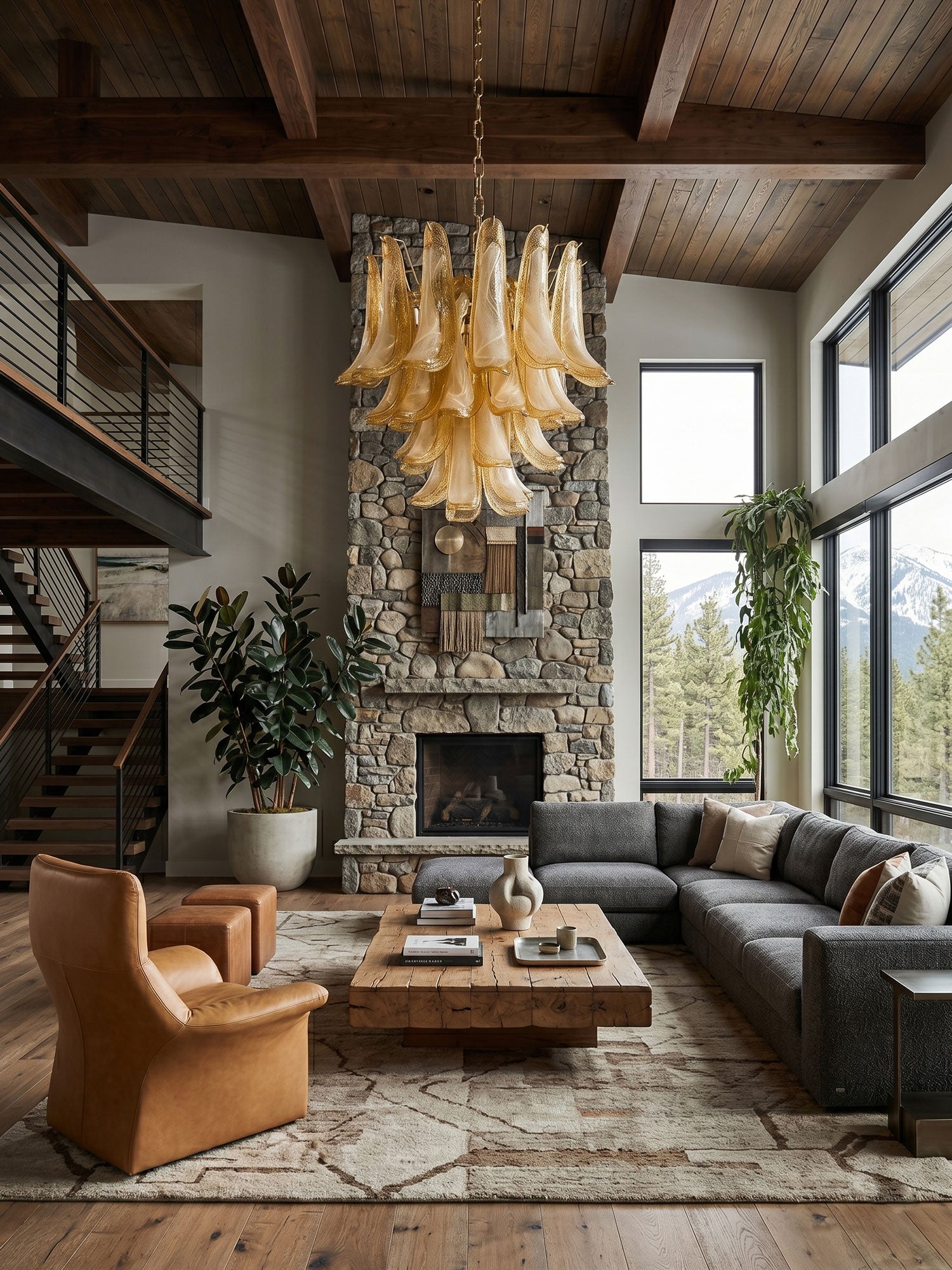 Amber Glass Petals Chandelier Glass lighting by Bling Lighting Studio
