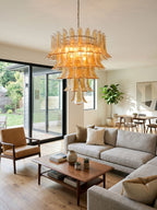 Amber Glass Petals Chandelier Glass lighting by Bling Lighting Studio