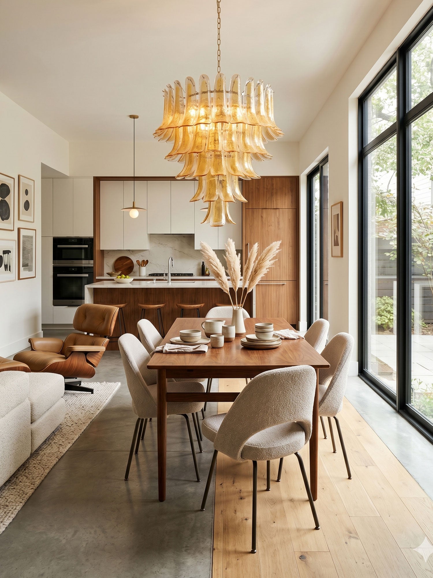 Amber Glass Petals Chandelier Glass lighting by Bling Lighting Studio