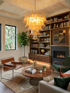 Amber Glass Petals Chandelier Glass lighting by Bling Lighting Studio