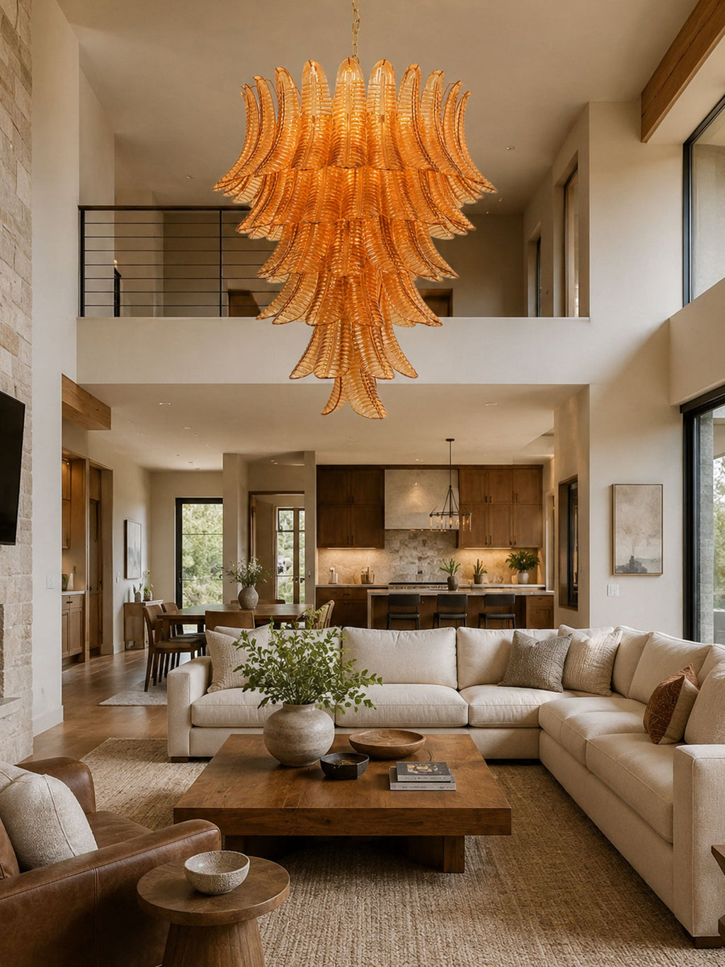 Amber Leaf Cascade Chandelier Glass lighting by Bling Lighting Studio