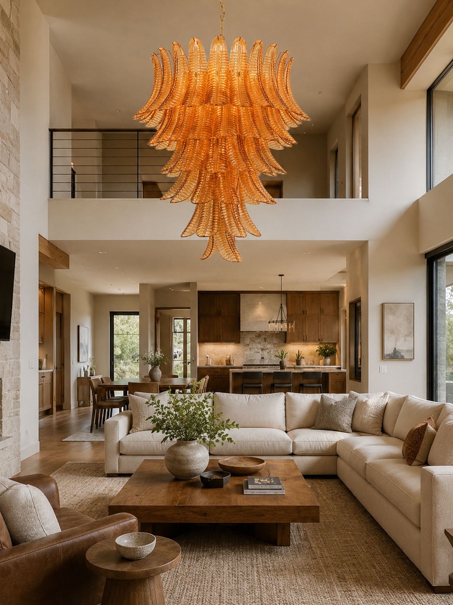 Amber Leaf Cascade Chandelier Glass lighting by Bling Lighting Studio