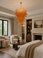 Amber Leaf Cascade Chandelier Glass lighting by Bling Lighting Studio