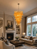 Amber Leaf Cascade Chandelier Glass lighting by Bling Lighting Studio