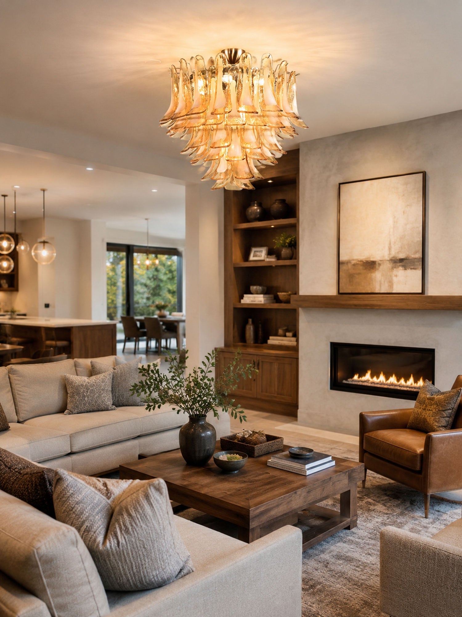 Amber Petal Glass Ceiling Lamp Glass lighting by Bling Lighting Studio