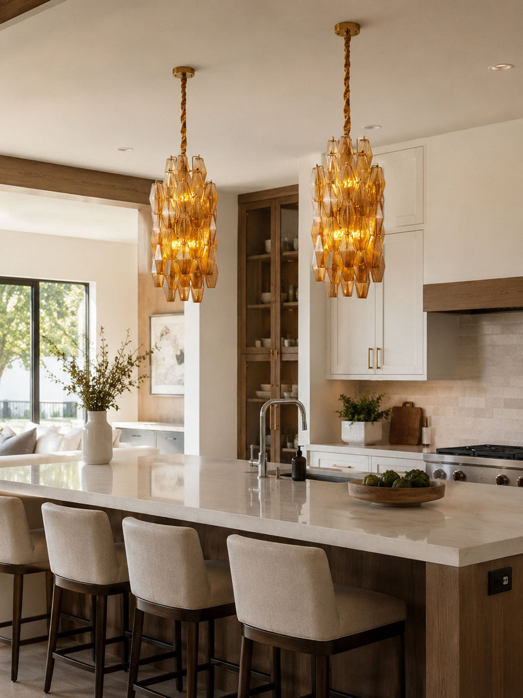 Amber Prism Long Chandelier Glass lighting by Bling Lighting Studio