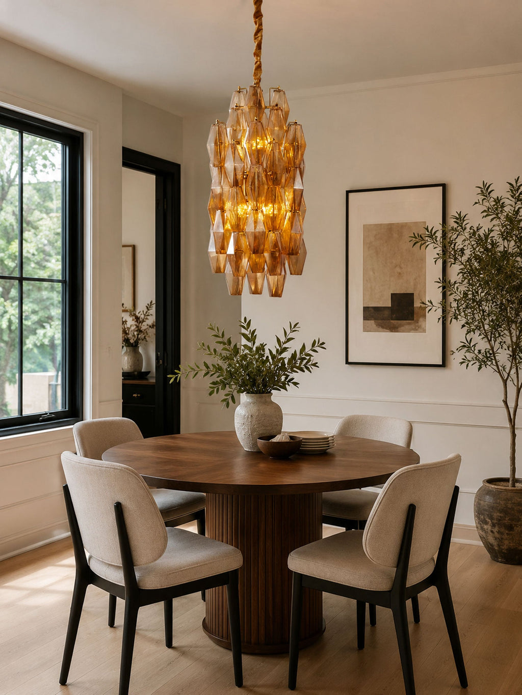 Amber Prism Long Chandelier Glass lighting by Bling Lighting Studio