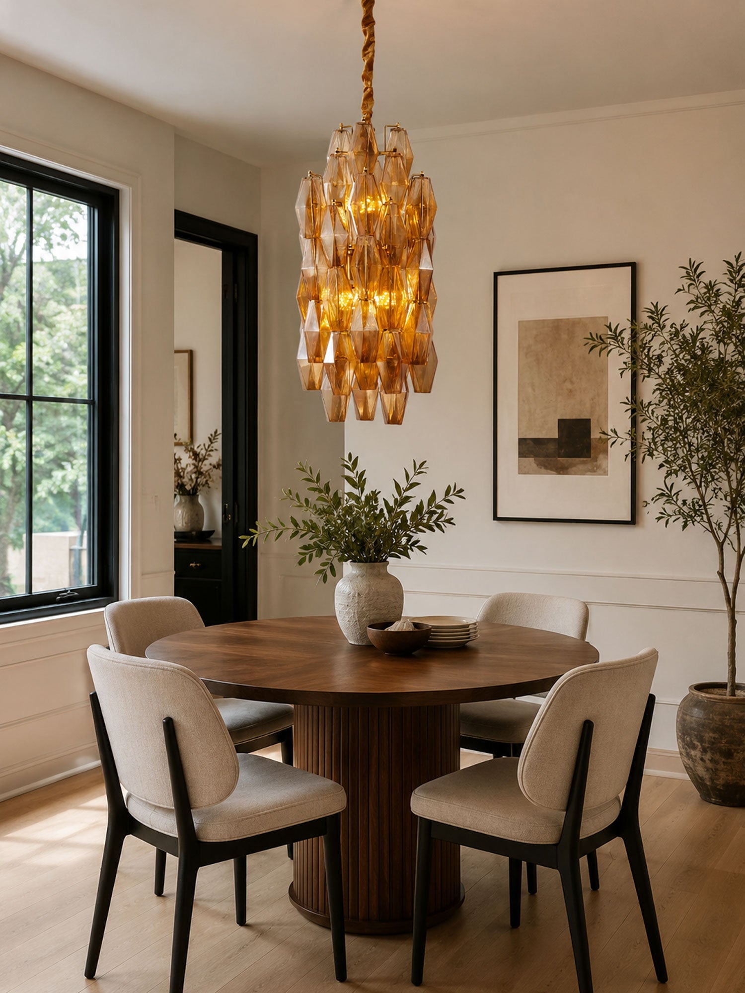 Amber Prism Long Chandelier Glass lighting by Bling Lighting Studio