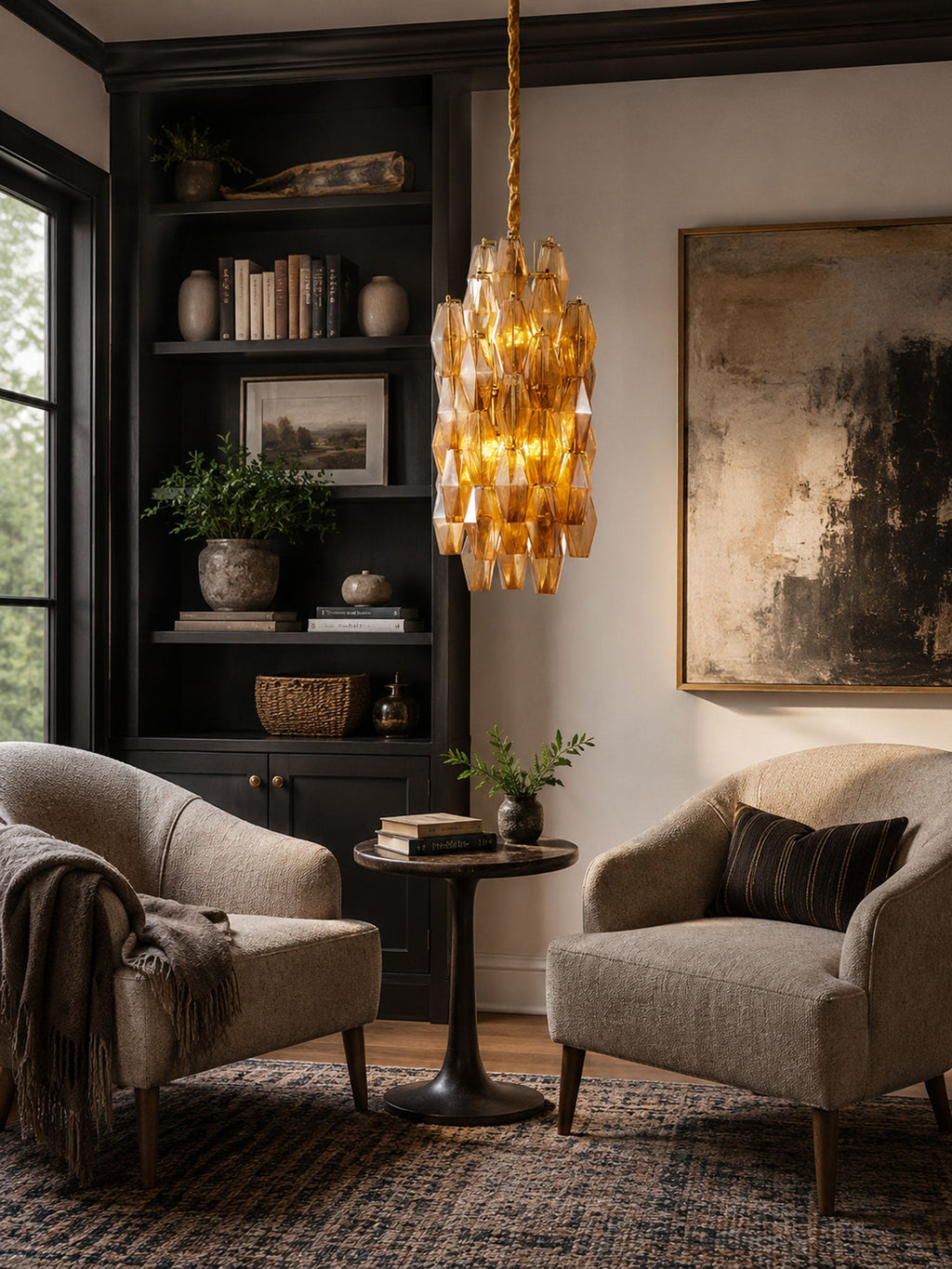 Amber Prism Long Chandelier Glass lighting by Bling Lighting Studio
