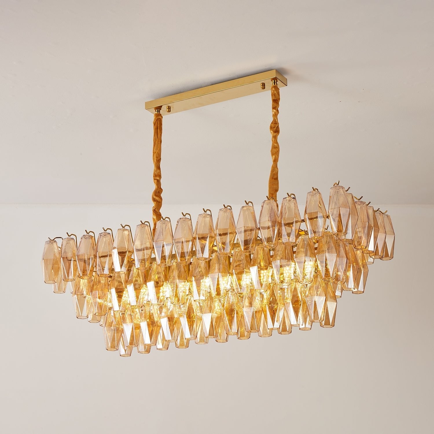 Amber Prism Glass Chandelier Glass lighting by Bling Lighting Studio