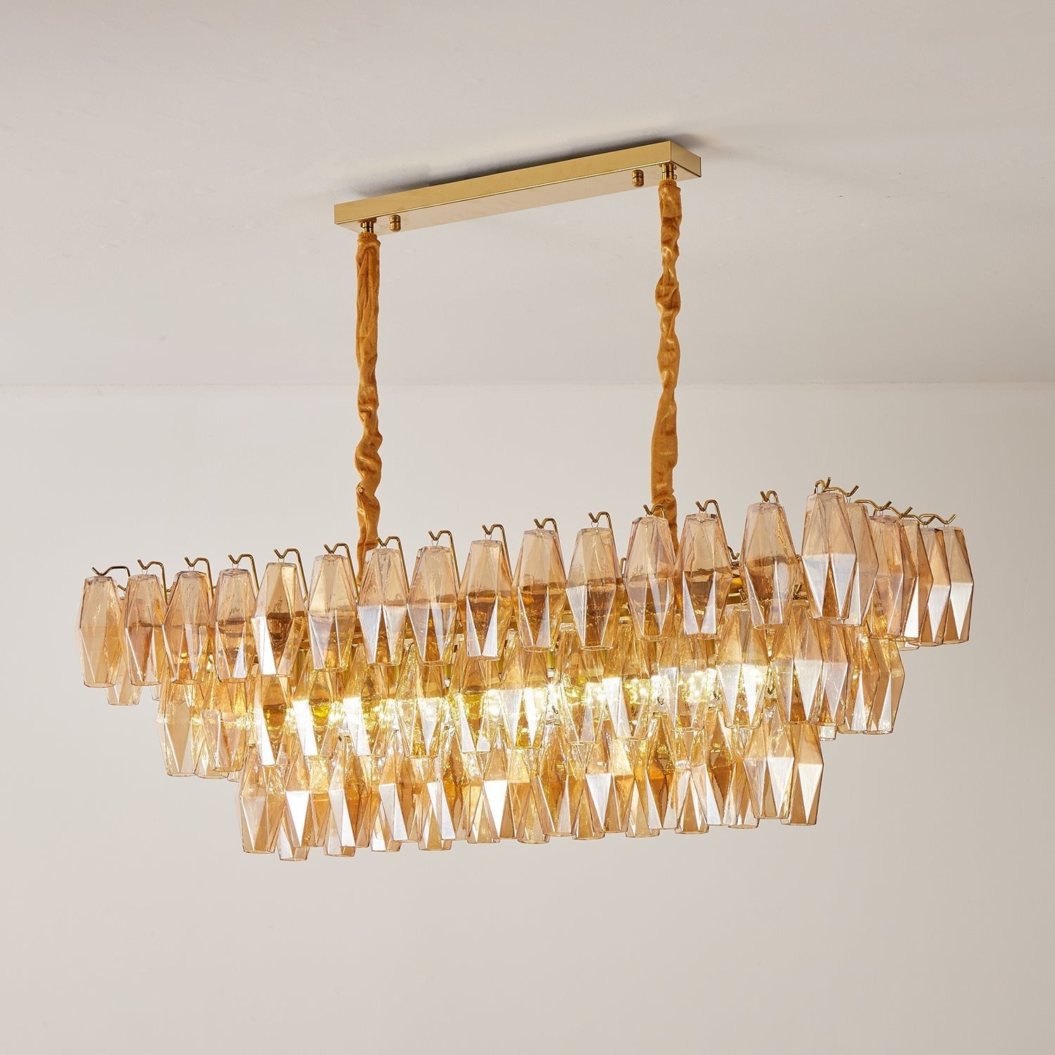 Amber Prism Glass Chandelier Glass lighting by Bling Lighting Studio