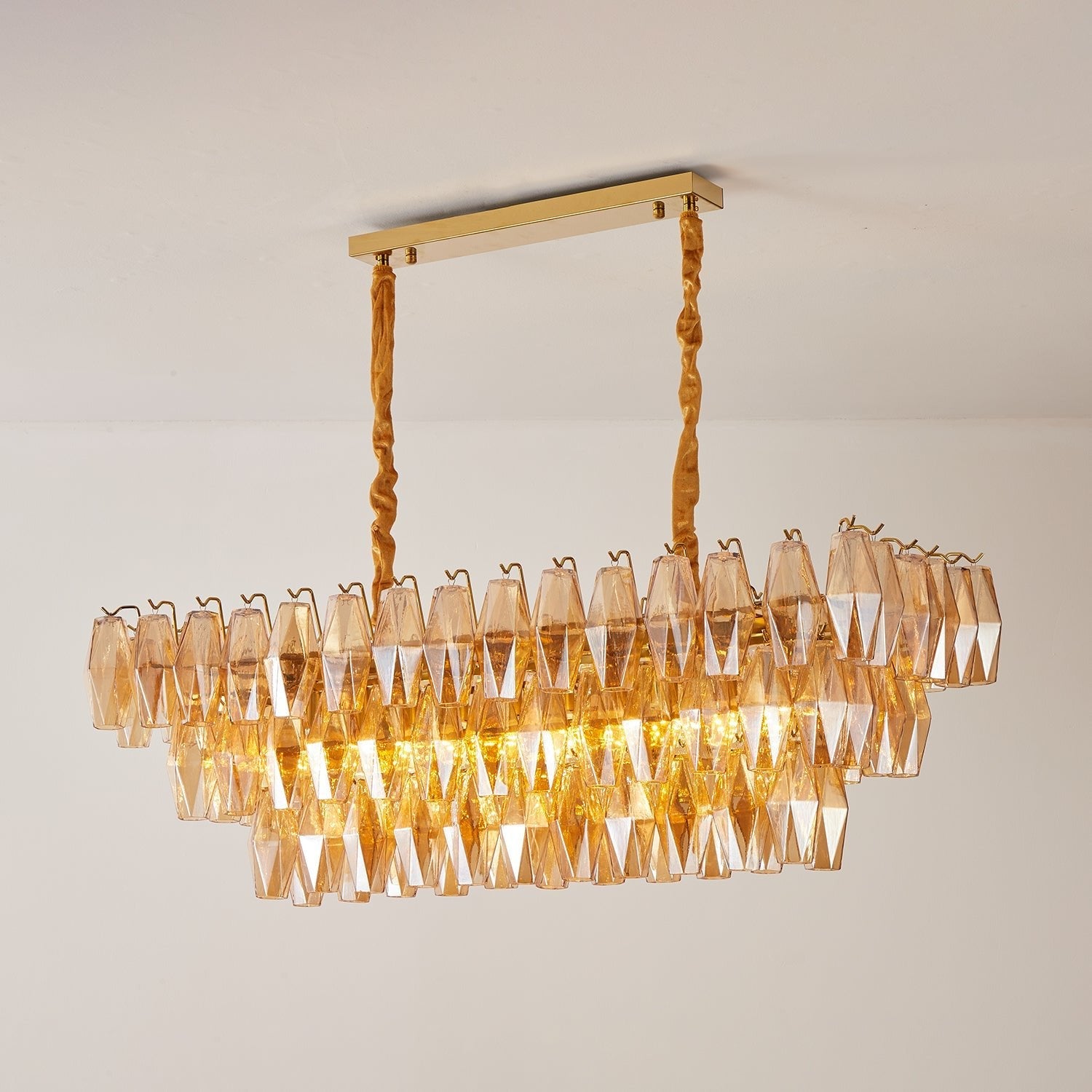 Amber Prism Glass Chandelier Glass lighting by Bling Lighting Studio