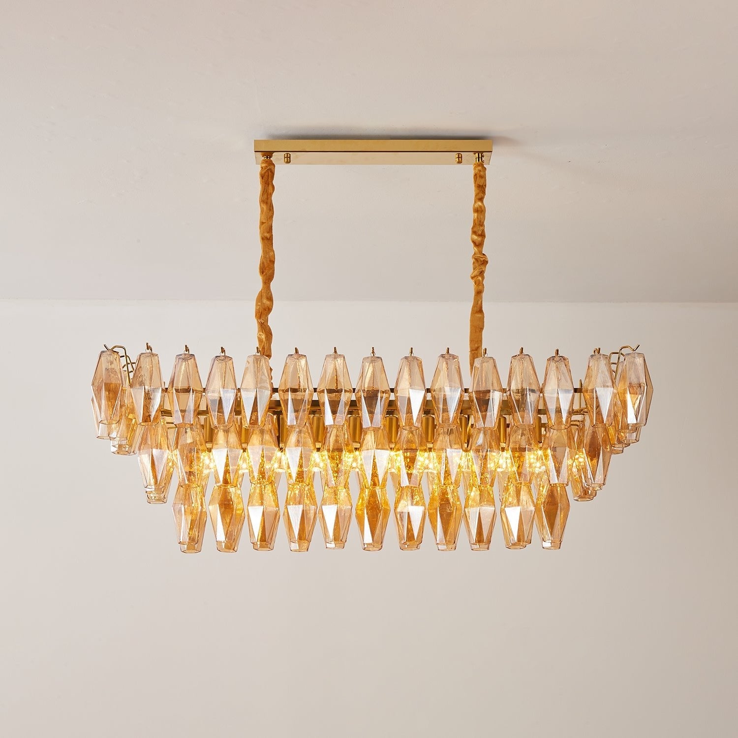 Amber Prism Glass Chandelier Glass lighting by Bling Lighting Studio