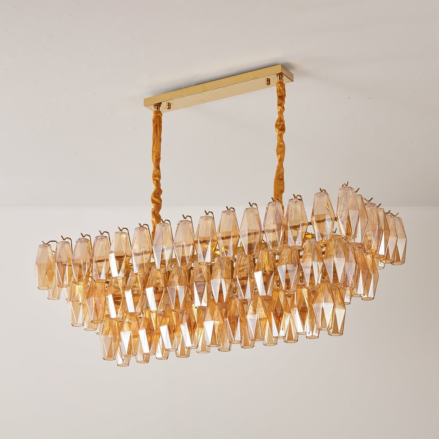 Amber Prism Glass Chandelier Glass lighting by Bling Lighting Studio