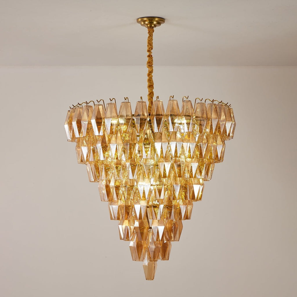 Luxury Murano Poliedri Amber Empire Chandelier