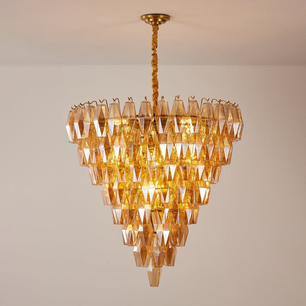 Luxury Murano Poliedri Amber Empire Chandelier