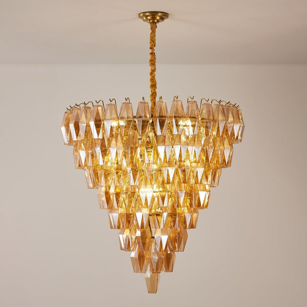 Luxury Murano Poliedri Amber Empire Chandelier