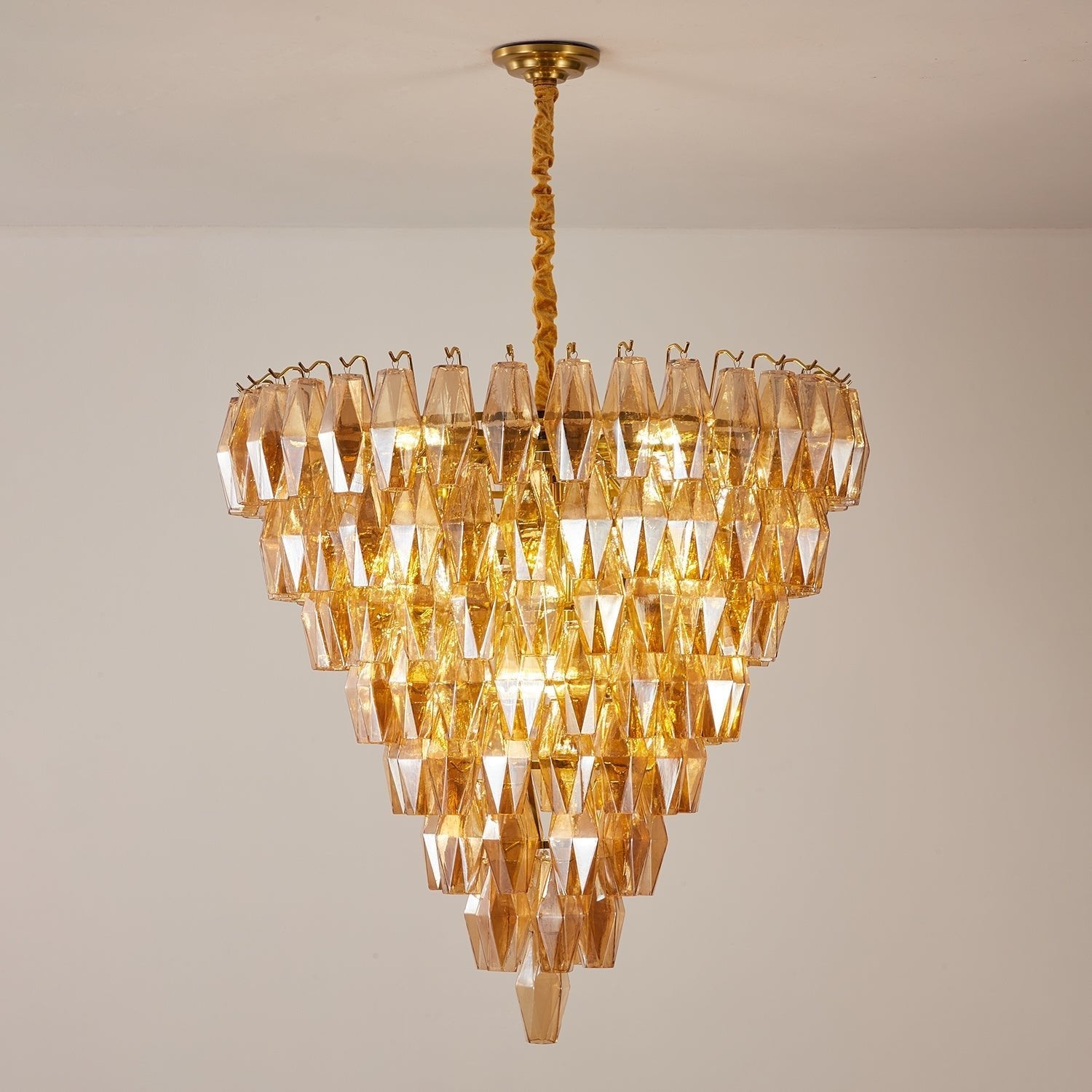 Luxury Murano Poliedri Amber Empire Chandelier