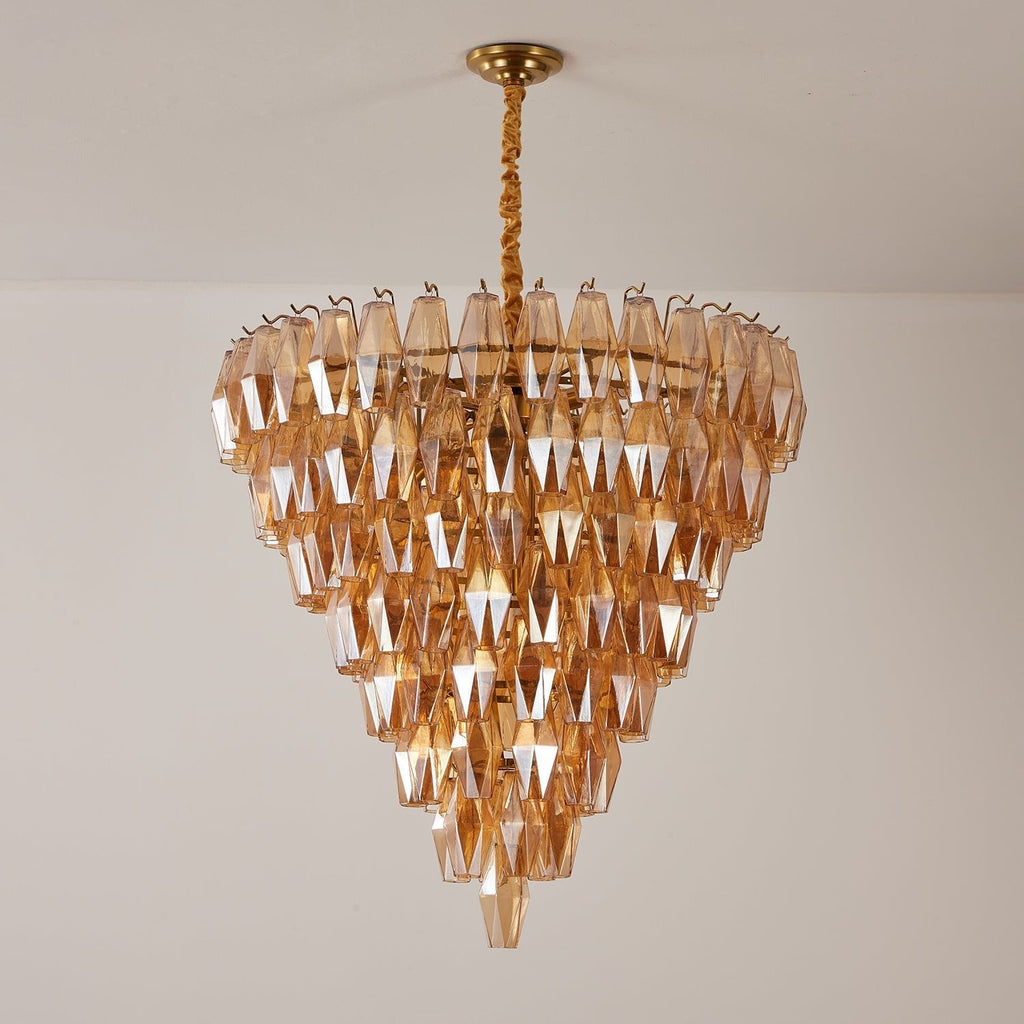 Luxury Murano Poliedri Amber Empire Chandelier
