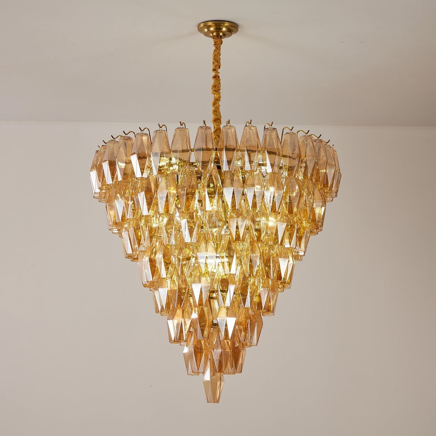 Luxury Murano Poliedri Amber Empire Chandelier