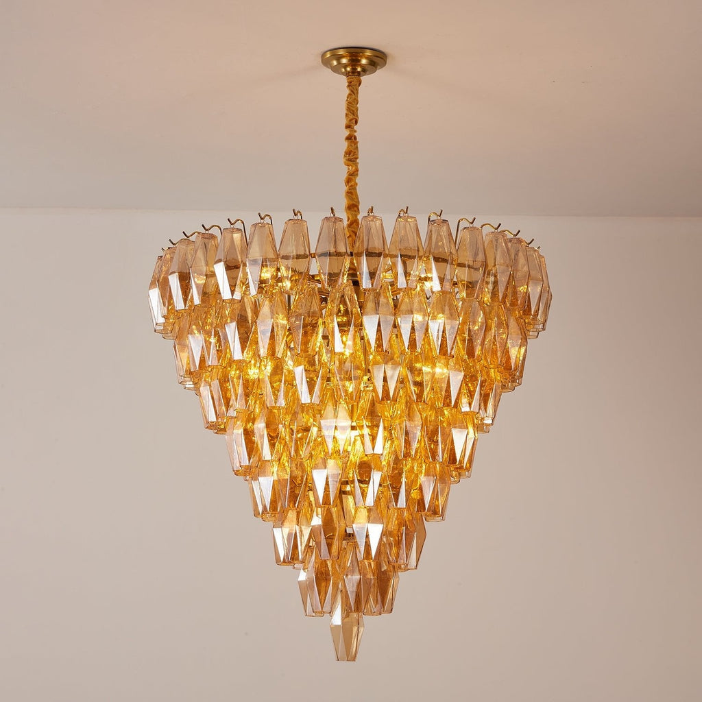 Luxury Murano Poliedri Amber Empire Chandelier
